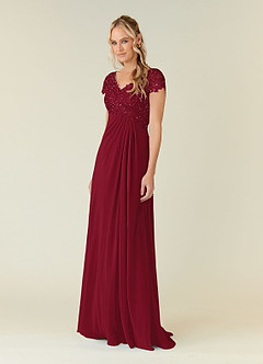 Azazie Jet Kleider für die Brautmutter A-Linie Pailletten Chiffon Kleid Burgunderrot image3