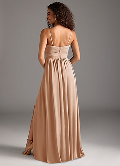 Azazie Alia Bridesmaid Dresses English Rose A-Line Pleated Stretch Satin Dress image4