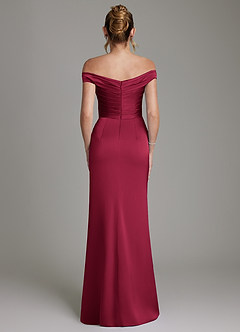 Azazie Teyana Bridesmaid Dresses Burgundy Sheath Off the Shoulder Stretch Satin Dress image7