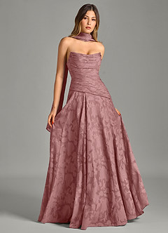 Azazie Gabriela Bridesmaid Dresses Dusty Rose A-Line Strapless Floral Burnout Dress image7