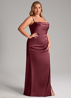 Azazie Leonis Bridesmaid Dresses Merlot Mermaid Pleated Stretch Satin Convertible Dress image13