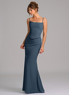 Azazie Sorrel Vestidos de damas de honor Vestido de Neptuno de Gasa de Corte Sirena con Corsé image6