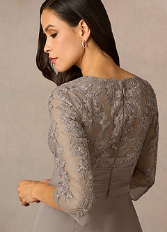 Azazie Poe vestidos de madre de la novia Vestido de Gris Pardo de Encaje de Recto image5