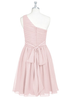 Azazie Katrina Bridesmaid Dresses Blushing Pink A-Line One Shoulder Chiffon Dress image7