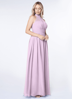 Azazie Iman Bridesmaid Dresses Frosted Lilac A-Line A-Line Ruched Chiffon Dress image3