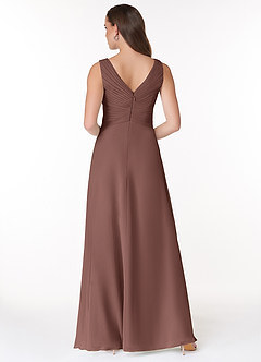 Azazie Flora Bridesmaid Dresses Espresso A-Line Pleated Chiffon Dress image2