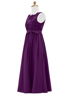 Azazie Elly Junior Grape A-Line Lace Chiffon Dress image8