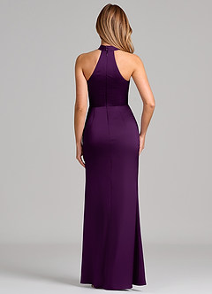 Azazie Karlotta 신부 들러리 드레스 쉬스 주름진 스트레치 새틴 바닥 길이 드레스 image2