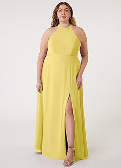 Azazie Clarice Abiti da Damigella Abito A-Line in Chiffon con Scollo Halter Canarino image8