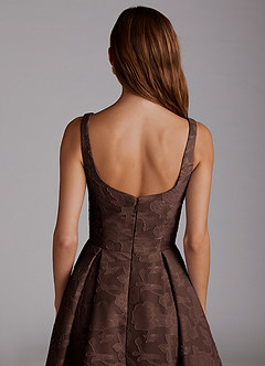 Azazie Amalie Bridesmaid Dresses Ganache A-Line Pleated Floral Burnout Dress image6