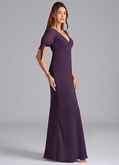 Azazie Pheby Brautjungfernkleider A-Linie Plissee Chiffon Kleid Pflaume image5