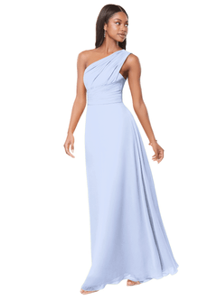 Azazie Ashley Bridesmaid Dresses Ice A-Line Ruched Chiffon Dress image2