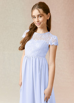 Azazie Delevingne Junior A-Linie Spitze Chiffon Kleid Lavendel image4