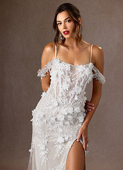Azazie Alethea Wedding Dresses Diamond White Mermaid Strapless Lace Dress image8