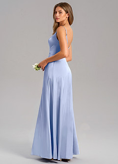 Azazie Talina Bridesmaid Dresses Ice A-Line Stretch Satin Dress image6