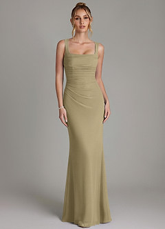 Azazie Agustina Bridesmaid Dresses Moss Green Mermaid Corset Chiffon Dress image5