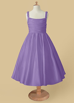 Azazie Cutie Pie Flower Girl Dresses Tahiti A-Line Pleated Matte Satin Dress image4