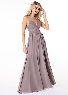 Azazie Elsy Bridesmaid Dresses A-Line Lace Chiffon Floor-Length Dress image4