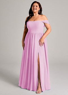 Azazie Calianna Robes de demoiselle d'honneur Robe Trapèze Convertible en Mousseline de soie Épaule décolletée Rose Bonbon image12