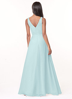 Azazie Nala Bridesmaid Dresses Sea Glass A-Line Pleated Chiffon Dress image2