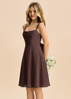Azazie Bear Junior Ganache A-Line Pleated Chiffon Dress image4