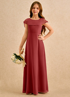 Azazie Kittie Girls Formal Flower Girl Klänningar Klä A-Line i Chiffong image5