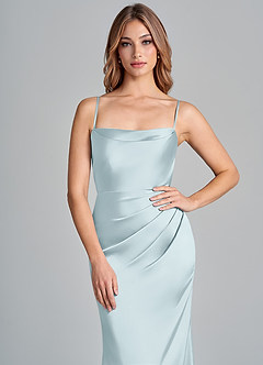 Azazie Olea Bridesmaid Dresses Mist Mermaid Strapless Stretch Satin Convertible Dress image2