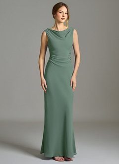 Azazie Kieryn Robes de demoiselle d'honneur Robe Sirène en Mousseline de soie Plissée Eucalyptus image5