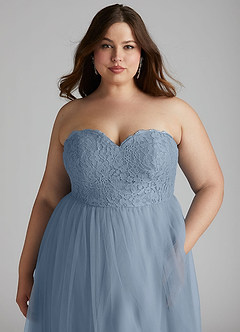 Azazie Roni Bridesmaid Dresses Dusty Blue A-Line Sweetheart Neckline Tulle Convertible Dress image11