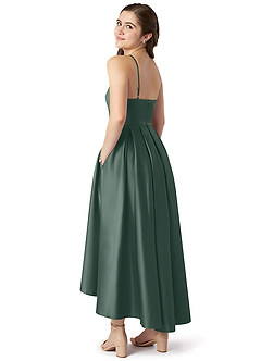 Azazie Jemima Junior Robe Trapèze en Satin extensible avec poches Mousse De Mer image5
