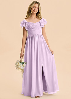 Azazie Anaya Junior Frosted Lilac A-Line Sweetheart Neckline Chiffon Dress image5