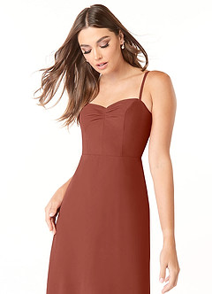 Azazie Justina Bridesmaid Dresses Auburn A-Line Sweetheart Neckline Chiffon Dress image5
