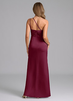 Azazie Eren Bridesmaid Dresses Mulberry Mermaid One Shoulder Stretch Satin Dress image3