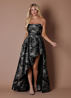 Vestido Negro Dorado Largo Kylie image6