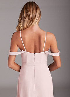 Azazie Aaron Bridesmaid Dresses Blushing Pink A-Line Off the Shoulder Chiffon Convertible Dress image10