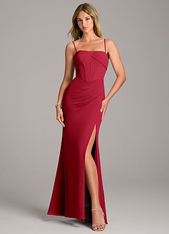 Azazie Chantel Bridesmaid Dresses Scarlet Sheath Strapless Chiffon Convertible Dress image5
