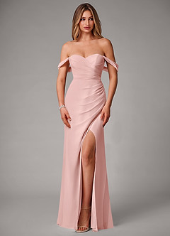 Azazie Haisley At-home Try On Dresses Agave Sheath Off the Shoulder Chiffon Convertible Dress image4