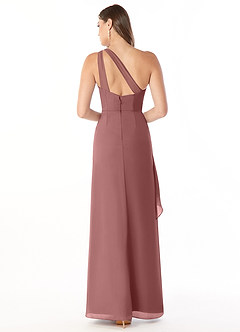 Azazie Maive Bridesmaid Dresses Desert Rose Sheath Pleated Ruffle Chiffon Dress image5