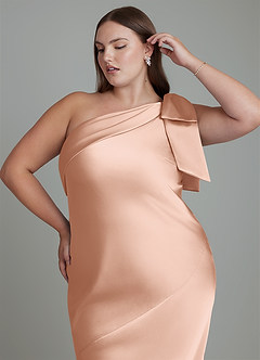 Azazie Yuanna Robes de demoiselle d'honneur Robe Sirène en Satin extensible Asymétrique Or Rose image10