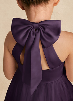 Azazie Bev Flower Girl Dresses Plum A-Line Convertible Tulle Dress image5