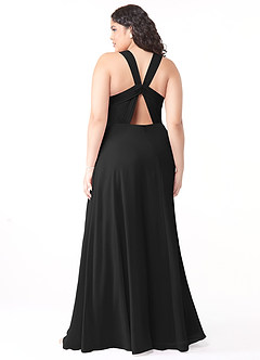 Azazie Jane Abiti da Damigella Abito A-Line in Chiffon con Scollo a V a Pieghe Nero image7