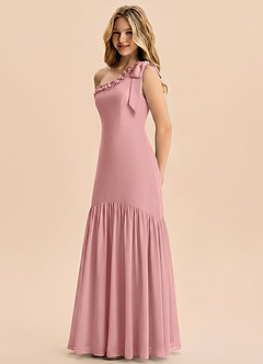 Azazie Yana Junior Dusty Rose Sheath Bow Chiffon Dress image1