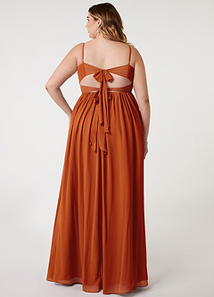 Azazie Zeya Bridesmaid Dresses Cinnamon A-Line V-Neck Pleated Chiffon Dress image7