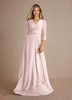 Azazie Mayfield Mother of the Bride Dresses Blushing Pink A-Line Pleated Chiffon Dress image5