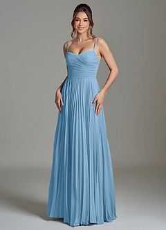 Azazie Catie Brautjungfernkleider A-Linie Herzausschnitt Chiffon Kleid Stahlblau image1