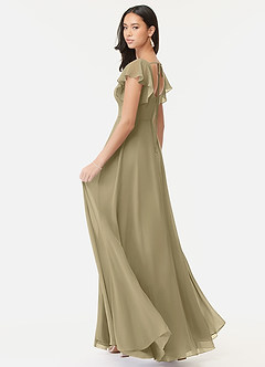 Azazie Bondi Bridesmaid Dresses Moss Green A-Line Ruffled Chiffon Dress image5