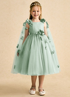 Azazie Staria Blumenmädchenkleider Ballkleid Gestreift Tüll Kleid Agave image6