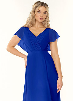 Azazie Rylee Brautjungfernkleider A-Linie Plissee Chiffon Kleid Königsblau image5