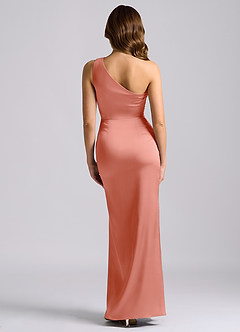 Azazie Akilah Brudtärnklänningar Klä av Sjöjungfru i Stretch Satin Ena axeln Korall image2