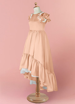 Barbie ♥ Azazie Flower Girl Dresses English Rose A-Line Lace Stretch Satin Dress image8